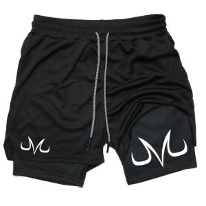 Anime Shorts Personalized Printed Mens Casual Sports Shorts Fitness Running Comfortable Summer Mesh 2-in-1 Fitness Equipment