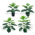 Turtle Leaf Hyphosis Big Artificial Plants White Green Leaves Bonsai Simulated Plant Potted For Room Decor Home Garden Desk Orna. 