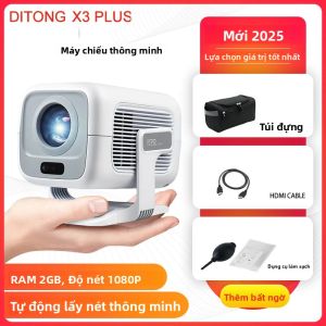 Máy Chiếu Android DITONG X3 Plus HD 1080P Native 4K Hỗ Trợ Lấy Nét Tự Động LED Mini Home Theater Chiếu Phim Có Điều Khiển Từ Xa
