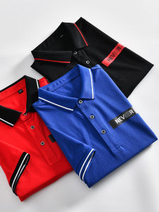 เสื้อโปโลผู้ชายแขนสั้นคอตตอนผสมโพลีเอสเตอร์พิมพ์ลายตัวอักษรฤดูร้อน แฟชั่นลำลอง เหมาะกับทุกโอกาส ทรงหลวม สไตล์ยูนิเซ็กซ์