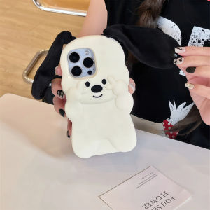 EOENKK | 3D Cute Plush Ear Dog Phone Case For iPhone 17 16 15 14 13 12 Pro Max Plus 17Pro Shockproof Silicone Peace Sign Puppy Back Cover