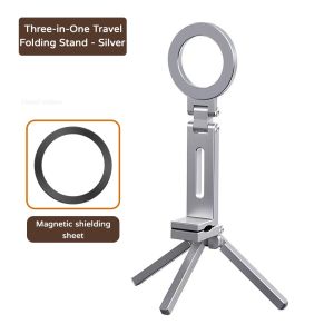New Magnetic Mount Portable Clip Rotating Folding Universal Phone Holder Strong Suction Foldable Travel Desk Magnetic Bracket