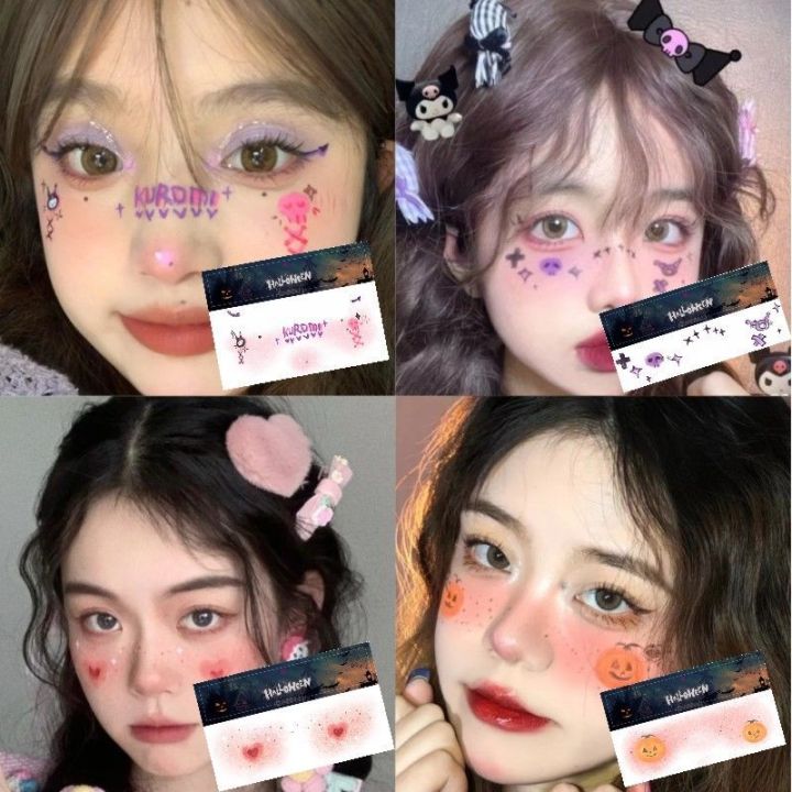 Halloween Tattoo Sticker Children's Cartoon Makeup Face Cute Pumpkin Ghost Skull Waterproof and