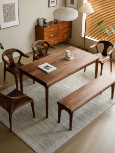 Dream Natural North American Black Walnut Rectangle Wooden Dining Table Small Household Tea Table Book Desk Nordic Style Home Use