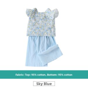 Hamqi | Cotton Floral Girls Set Two Pieces Summer New