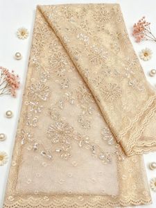 2026 High Quality Africa Nigerian Tulle Lace Fabric Sequins for Wedding Dress Chiffon Party Guipure Sewing cotton 5Yards AT2823