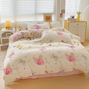 Small Fresh Style Long Pile Cotton Extra Thick Bedding Set