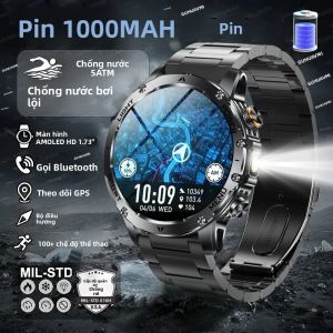 Đồng Hồ Thông Minh Thể Thao Quân Sự Dành Cho Người Lớn 5ATM IP69K Chống Nước GPS NFC Bluetooth LED Ngoài Trời Theo Dõi Sức Khỏe Đồng Hồ Thông Minh Dành Cho Nam Giới