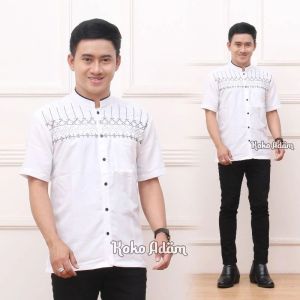 Baju Koko Lengan Pendek Koko Bordir Pria Dewasa Motif Terbaru