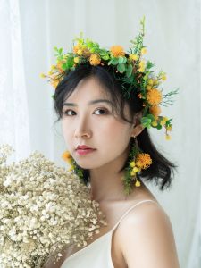 เครื่องประดับผมหมวกรูปดอกไม้เทียมสำหรับคู่รัก หมวกแต่งหน้า ชุดหมั้น วันหยุด งานถ่ายภาพ หมวกตกแต่งผม ดอกไม้ วัสดุผ้าไหม