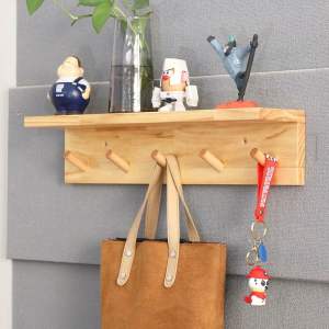 Kệ gỗ treo tường kệ trang trí Gía gỗ Decor phòng ngủmóc quần áo phụ kiện gỗ thông tự nhiên