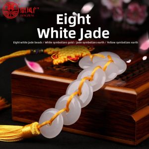 DINGFENGGE | Eight White Jade Pendant for Warding Off Evil and Purifying Toilets and Bedrooms