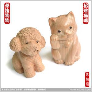 Đồ Trang Trí Bằng Gỗ Đào Không Sơn Thủ Công Nghệ Thuật Điêu Khắc Trang Trí Nhà Hình Con Mèo May Mắn Đồ Trang Trí Nhà Thủ Công