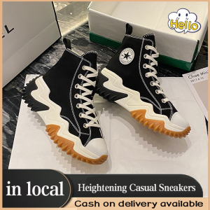 【Local Shipping】Heightening Casual Sneakers Thick Sole High Top Canvas Shoes Womens Fashion Lace up Casual Shoes Breathable Sports Womens Shoes
