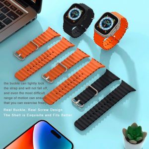 (Ready Stock)silicone ocean Strap designed for watch series 8 7 45mm 41mm 49mm ULTRA iwatch sport tali jam karet iwo 40mm 44mm smartwatch Strap