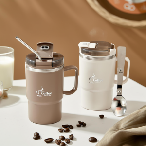 WORTHBUY Cốc Giữ Nhiệt Hai Lớp Bằng Thép Không Gỉ 304 Có Thìa Và Lưới Lọc Cốc Giữ Nhiệt Kín Dành Cho Học Sinh Và Người Lớn