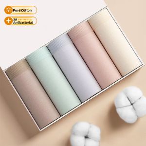 Antibacterial Breathable Seamless Cotton Underwear for Girls mid Waist Triangle Pants Comfortable Undergarments Korean Style