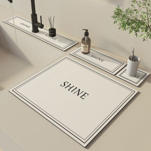 Modern Checker Bear Diatomite Drain Mat Kitchen Sink Absorbent Pad Non Slip Tableware Drying Counter Mat