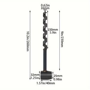 Outdoor survival manual drill bit woodworking extended hand drill black four-edge drill bit multifunctional drill bit