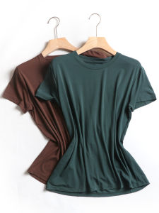 Lightweight Modal Short Sleeve Base Shirt Womens Fashion Elastic Basic Match All T-shirt Sweet Style Four Seasons Universal