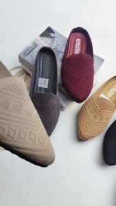 Sepatu Wanita Flat Shoes Rajut Import Lentur Elastis Soll Karet Tebal - N06