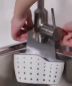 Tempat Sabun Cuci Piring Gantung Multifungsi Double 2in1 Wastafel Drain Basket - Adjustable - Warna Pink, Cream, Hijau - PVC Kuat dan Fleksibel - Praktis dan Mudah Digunakan