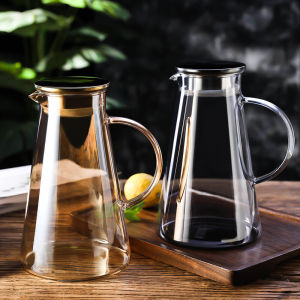 Large Capacity Glass Cold Water Pot Heat Resistant Living Room Tea Brewing Juice Making Summer Cooling White Cup Household