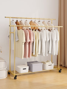Simple Indoor Mobile Clothes Drying Rack Bedroom Stand-alone Iron Clothes Hanger Holder Nordic Style Metal Crafted Furniture