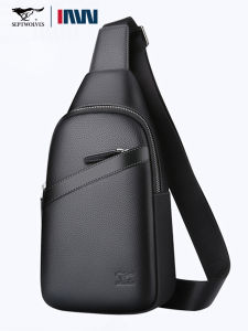 Septwolves กระเป๋าคาดหน้าอกผู้ชายกระเป๋าสะพายข้างสะพายไหล่เดียวหนังแท้แบรนด์ดังกระเป๋าเป้ใบเล็กใส่ในชีวิตประจำวันหนังวัวชั้นดีอเนกประสงค์แบบลำลอง