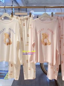 ชุดนอนผู้หญิงผ้าฝ้ายลายหมีน่ารัก ชุดนอนผู้ใหญ่ฤดูใบไม้ร่วง ชุดนอนผู้ชายผ้าฝ้าย ชุดนอนผู้หญิง ชุดนอนผู้ชาย ชุดนอนผู้หญิง