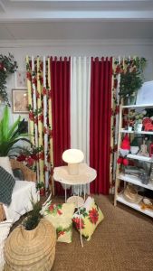 NON BLOCKOUT Per Pc!!Korean Curtain New Christmas Day Cream - Plain Red Holiday Home Modern Ring Curtains 10rings 5-8ft