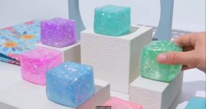 Slow Rise Glitter Stress Cube Stress Balls Malt Sugar Stress Balls for Adults & Kids ADHD Fidget Toys Anxiety Squishy Toys