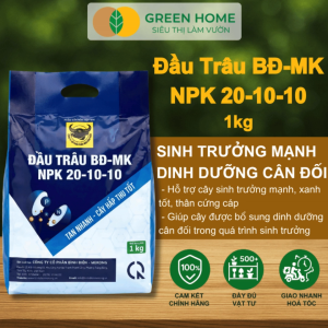 Phân Bón Đầu Trâu BĐ-MK NPK 20-10-10 GreenHome Túi 1kg – Cây Sinh Trưởng Xanh Tốt Phát Triển Mạnh