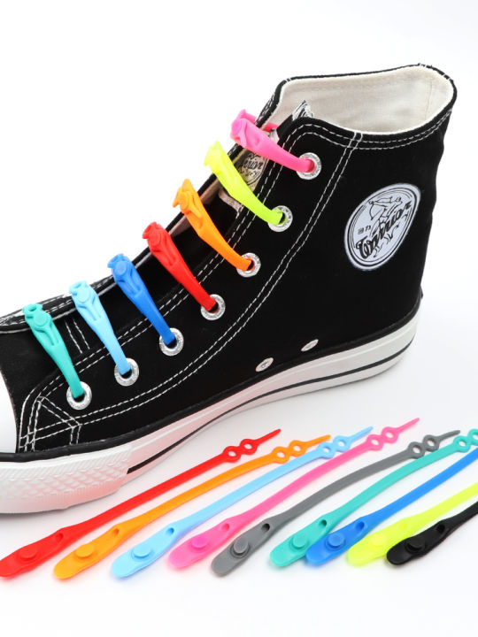 14pcs/set Waterproof Silicone Shoelaces No tie Elastic Shoe Laces