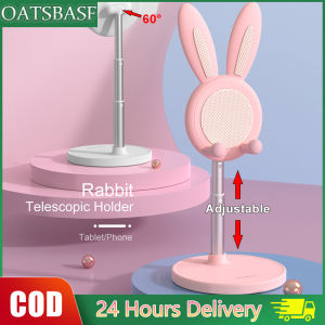 OATSBASF Cute Cell Phone Stand Adjustable Bunny Phone Stand for Desk Thick Case Friendly Holder Compatible with iPhone Kindle iPad Switch All Phones