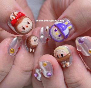 Kuku Palsu Nail Art Labubu 3d