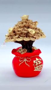 Lucky Charm Money Tree With Red Money Pao Decor Bedroom Living Room Desktop Car Shop Ornament