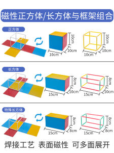 Magnetic Cube And Rectangular Prism Frame Model Teaching Aids Demonstrate Edge Length And Surface Area Unfold for Fifth Grade Math