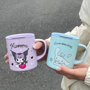 Sanrio | Kuromi stainless steel milk cup 300mlwith lid and handleheat insulating tea cupinner liner with scale anti-scald coffee cup