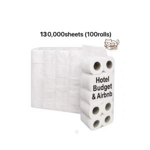 (100 Rolls/Bundle x 130sheets) Budget Hotel & Airbnb Toilet Roll/Gulung Tisu/2-Ply Soft Toilet Roll Tissue - Virgin Pulp