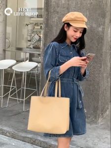 Korean Style Retro Large Capacity Casual Soft Leather Tote Bags Womens Shoulder Bag Trendy Tote Handbag Elegant Simple Shoulder Bag
