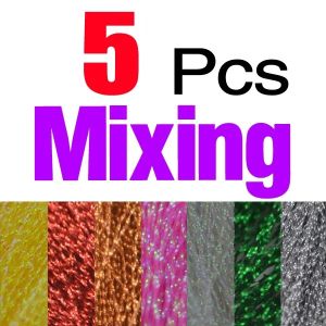5Pcs Flashabou Holographic Tinsel Crystal Flash String for Fly Fishing Lure Making Jig Hook Tying Material in Multiple Colors