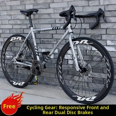 Road Racing Bicycle Thin Tire Super Fast Lightweight Non-Hollow Tire Mens Fixed Gear Bike for Competition And Commuting