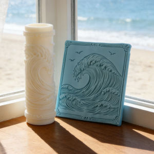 Ocean Wave Embossing Roller Sea Wave Pattern Texture Roller for Clay Pottery Plaster DIY Craft Relief Pattern Tool