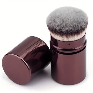 1PC Chuyên Nghiệp Đầu Tròn Có Thể Thu Vào Cọ Trang Điểm Tổng Hợp Siêu Mềm Phấn Má Hồng Cọ Phấn Nền Tay Cầm Bằng Kim Loại