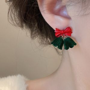 ต่างหูรูปกระดูกไหปลาร้าแบบดั้งเดิมสไตล์ฝรั่งเศส ผ้ากำมะหยี่สีแดง เครื่องประดับแฟชั่นสำหรับผู้หญิง ของขวัญวันคริสตมาส