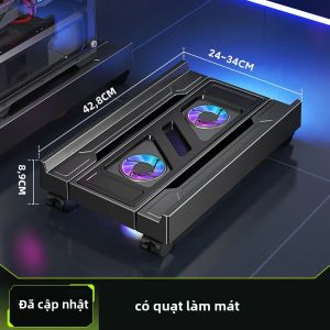 Giá Đỡ Tháp PC Di Động Có Thể Điều Chỉnh Với Quạt Làm Mát RGB Giá Đỡ CPU Bằng Kính Thiên Văn Giá Đỡ Máy Tính Để Tản Nhiệt Và Xe Đẩy CPU