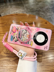 Huawei Mate60 Pro+ New Model Fun Cartoon Flying Girl Police Magnetic Absorption Silicone Phone Case with Hand Rope Protective Cover