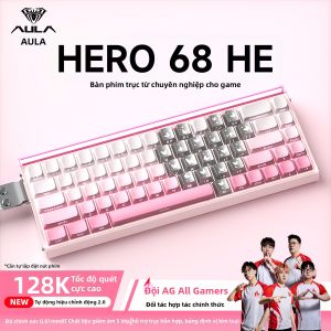 AULA | Bàn phím cơ trục từ HERO68HE dành cho game thủ chơi FPS tương thích đa nền tảng có dây RT0.01 hộp đèn hiệu suất cao nút dừng khẩn cấp