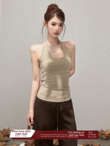 THROUS | Áo Camisole Sọc U-Neck Đính Eo